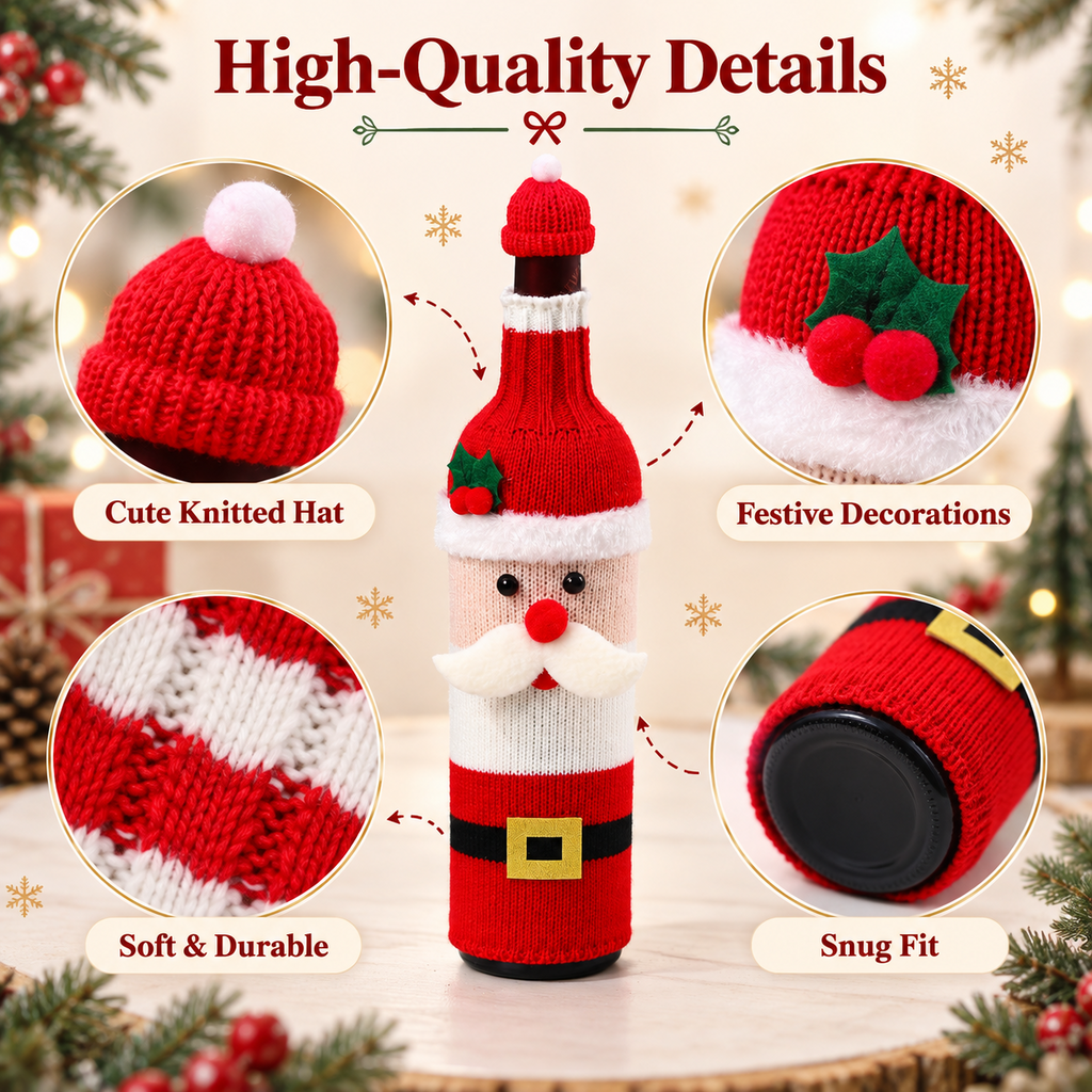 Christmas Wine Bottle Covers – Santa, Snowman, Reindeer & Elf