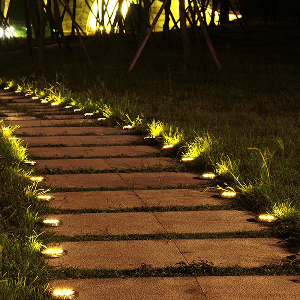 4 Pack Solar Ground Lights – 8 LED Waterproof Outdoor Solar Pathway & Garden Lights