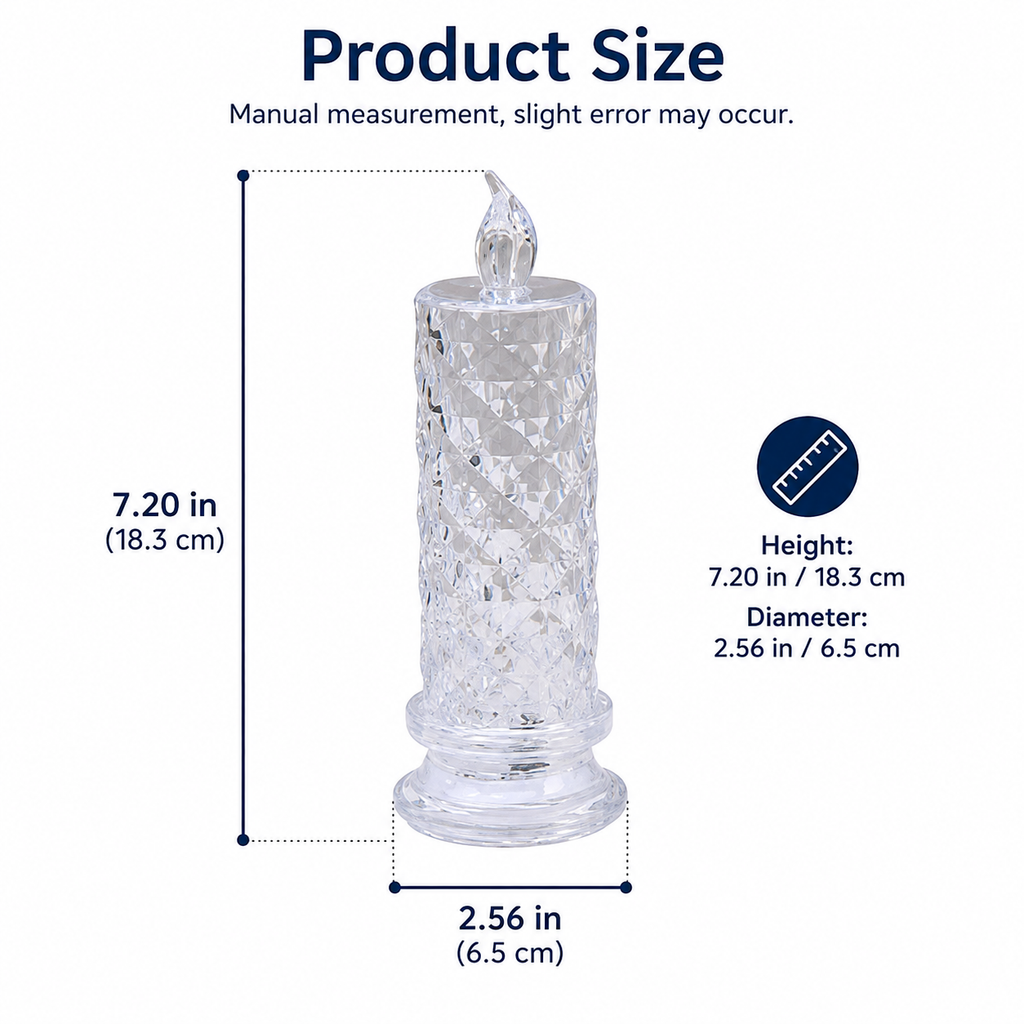 Acrylic LED Flameless Candle with Color-Changing Lights