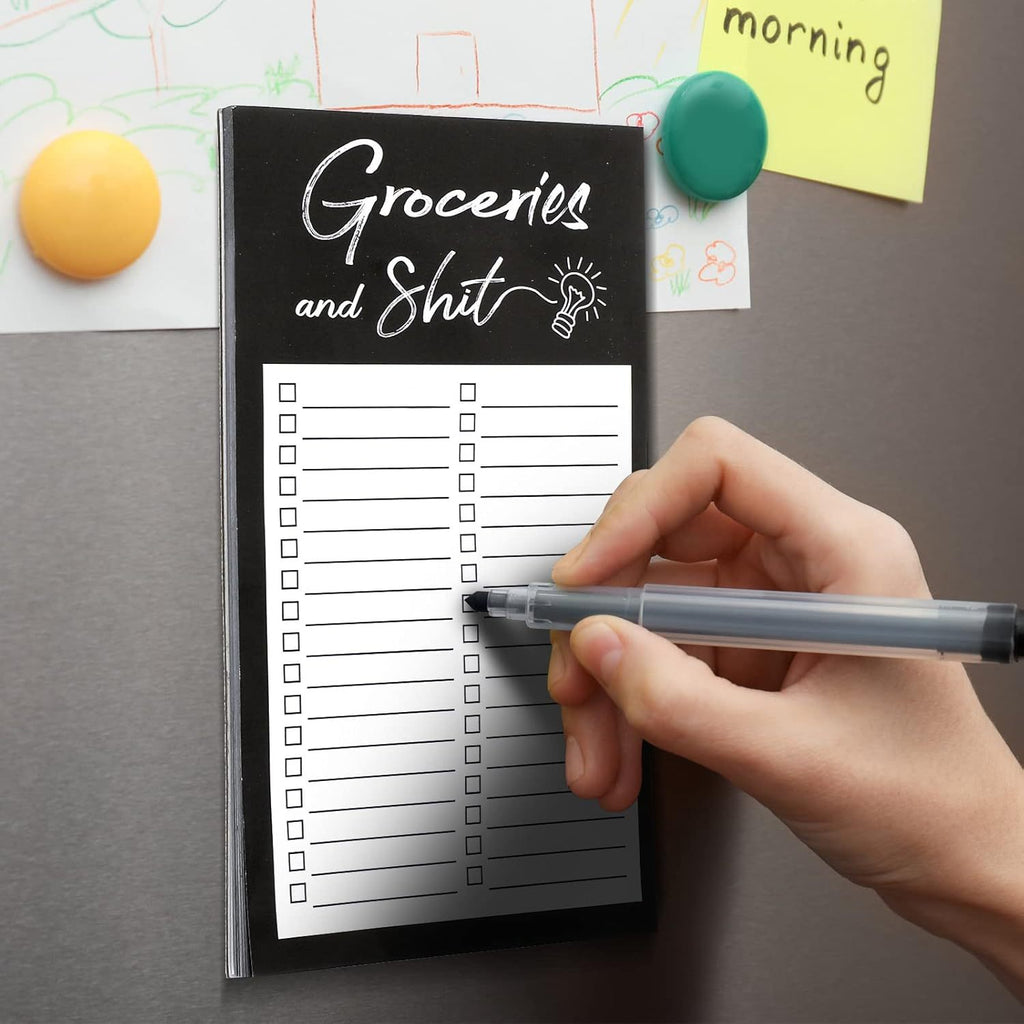 Magnetic Grocery List Notepad with Pen Holder for Fridge