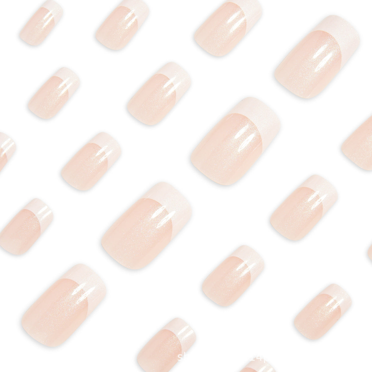 White French Tip Press-On Nails – 24-Piece Short Square Set