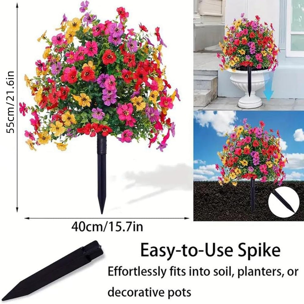 22 Inch Artificial Flower Stake with Multicolor Blooms for Garden, Yard & Lawn