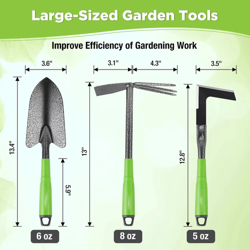 6-Piece Garden Tool Set with Green Handles for Home Gardening