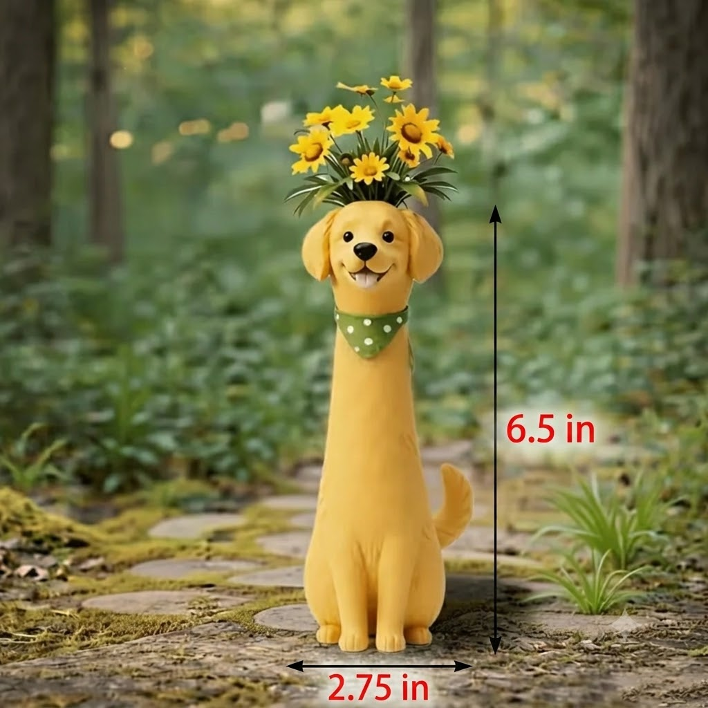 Dog Shaped Vase – Cute Resin Flower Vase for Home Decor