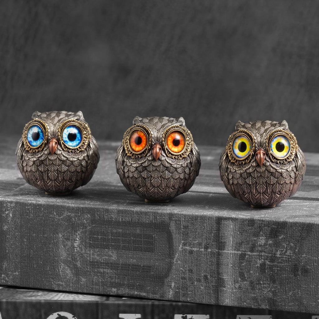 Bronze Owl Figurine for Shelf Desk Home Decor