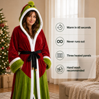 Heated Hooded Bathrobe with Remote Control & Sherpa Lining