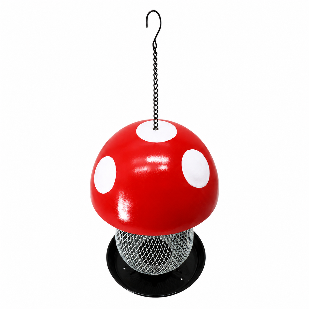 Hanging Mushroom Bird Feeder for Outdoor Garden and Backyard Use