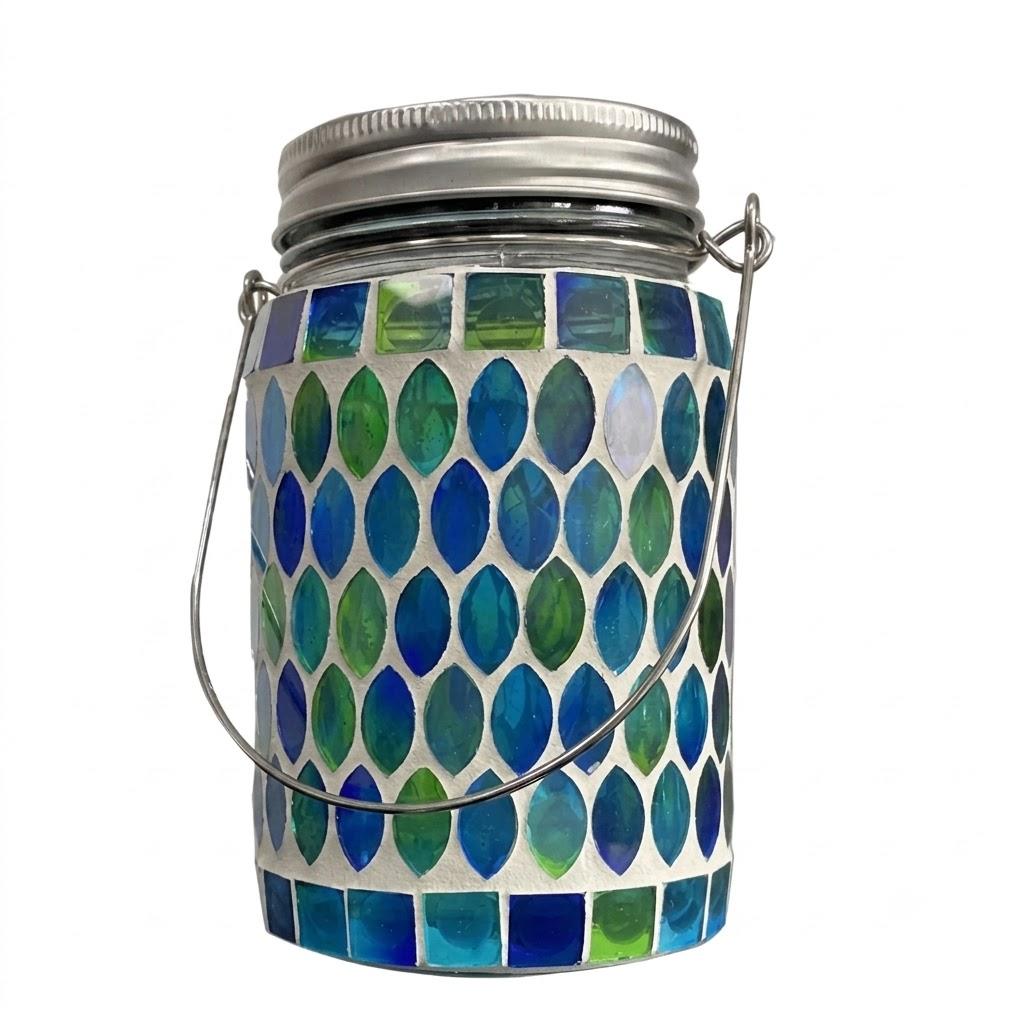 Solar Stained Glass Garden Light, Colorful Mosaic Outdoor Landscape Lamp