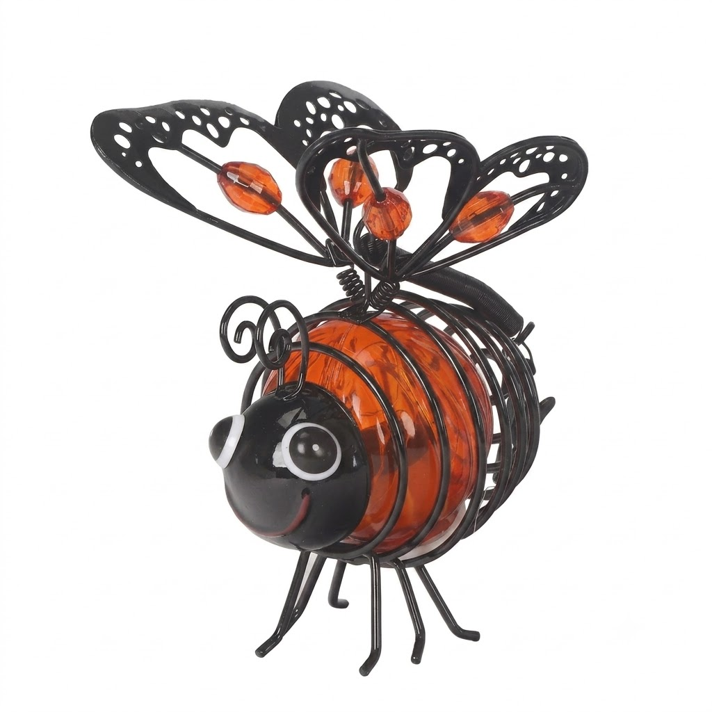 Solar Hanging Bee Light with Warm Amber Glow for Garden Decor