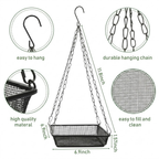 Black Hanging Platform Bird Feeder with Mesh Tray for Outdoor Birds