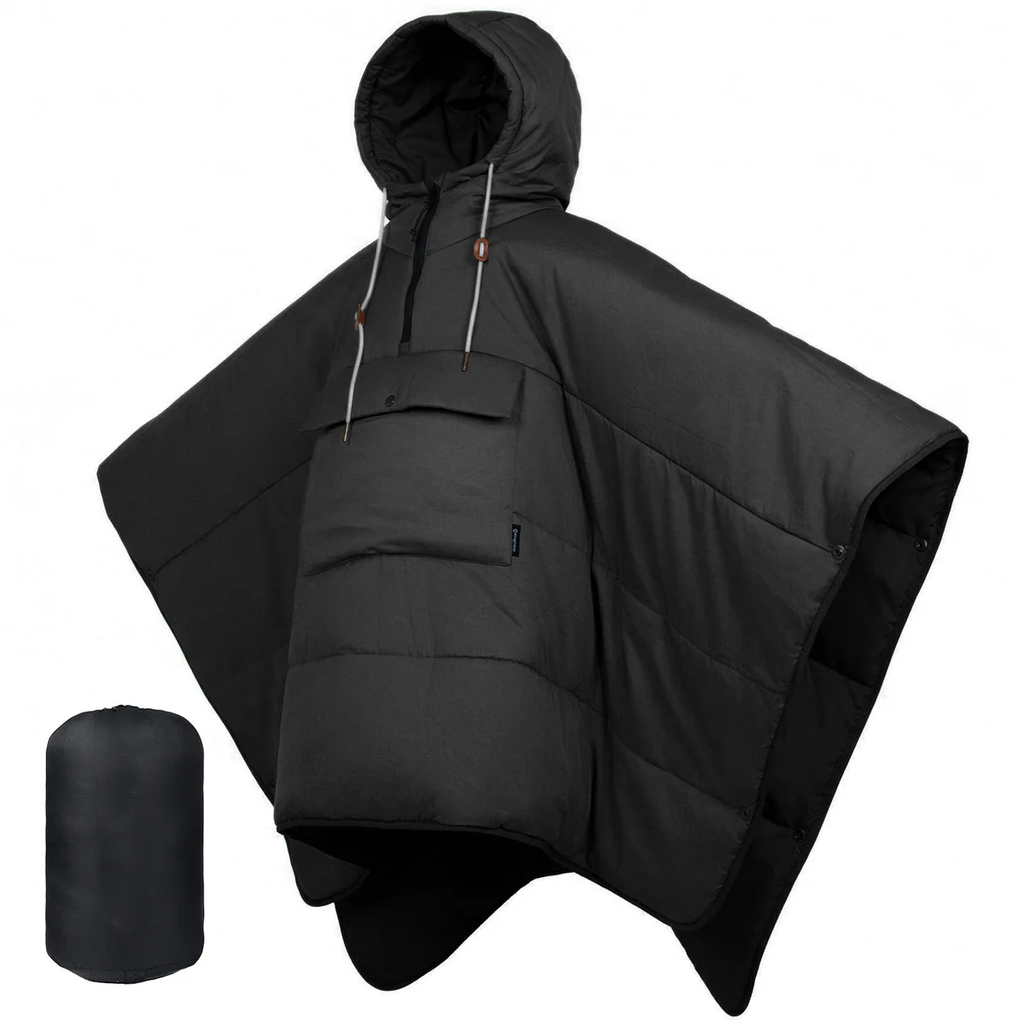 3-in-1 Wearable Hooded Poncho Blanket – Lightweight Camping Blanket with Pocket
