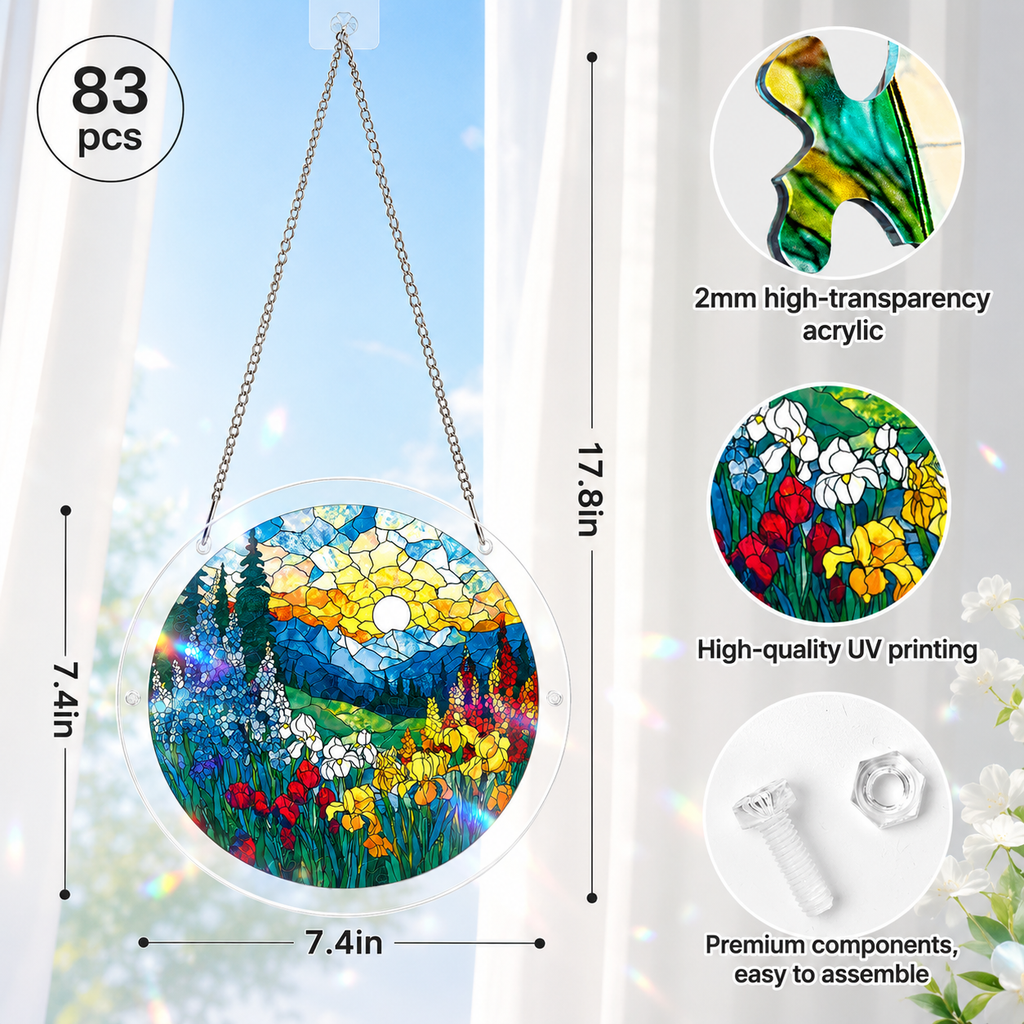Acrylic Jigsaw Puzzle Suncatcher - Dawn Blossom Sea