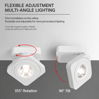 Adjustable LED Ceiling Spotlight Square Surface Mount Light