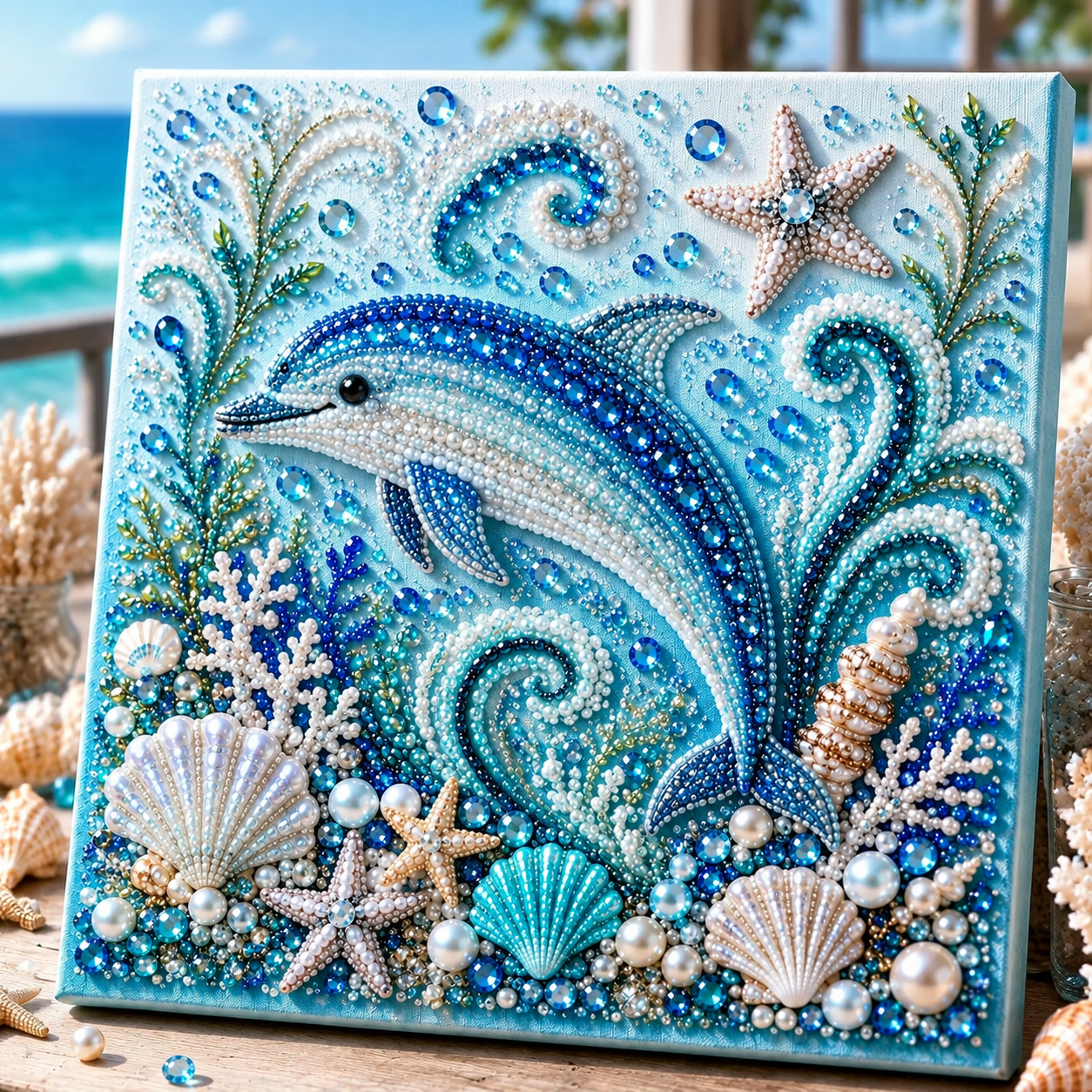 Ocean Octopus Pearl Diamond Painting DIY Art Kit, 3D Bead Craft