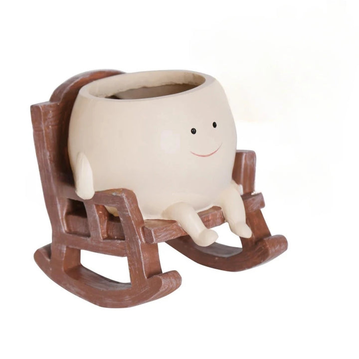 Smiley Face Hanging Planter Pot Rocking Chair Planter