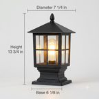 Solar Stone Light Pillar, Black Outdoor LED Garden Column Light