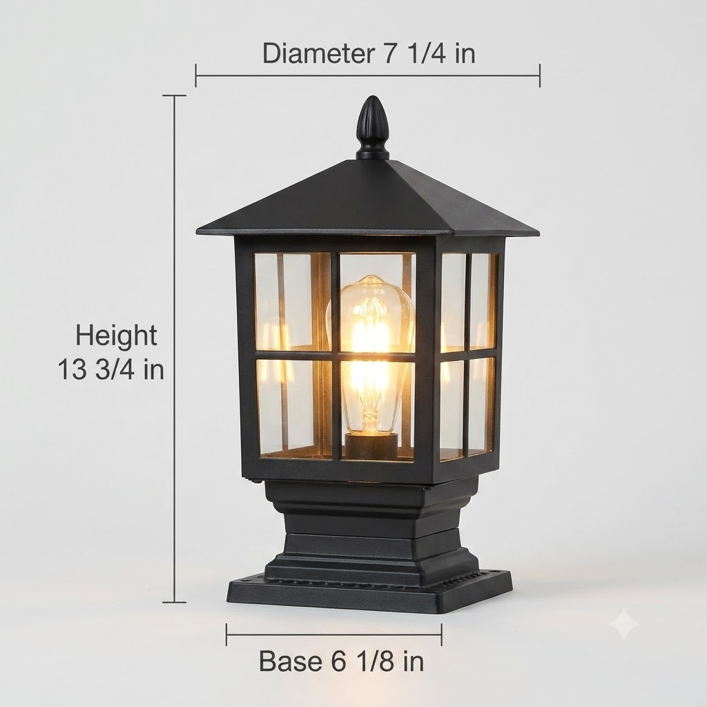 Solar Stone Light Pillar, Black Outdoor LED Garden Column Light