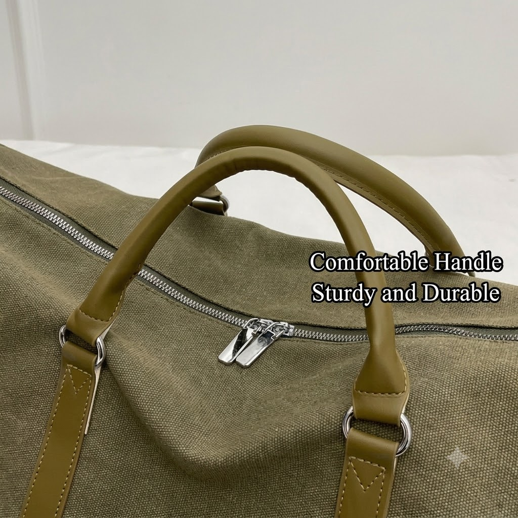 Canvas Travel Duffle Bag with Dry Wet Separation and Adjustable Shoulder Strap