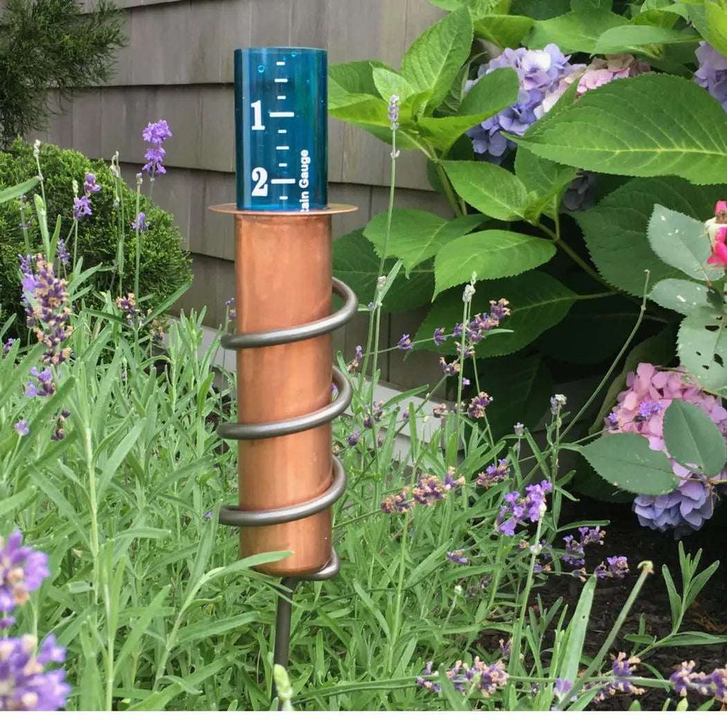 Solid Copper Rain Gauge with Garden Stake