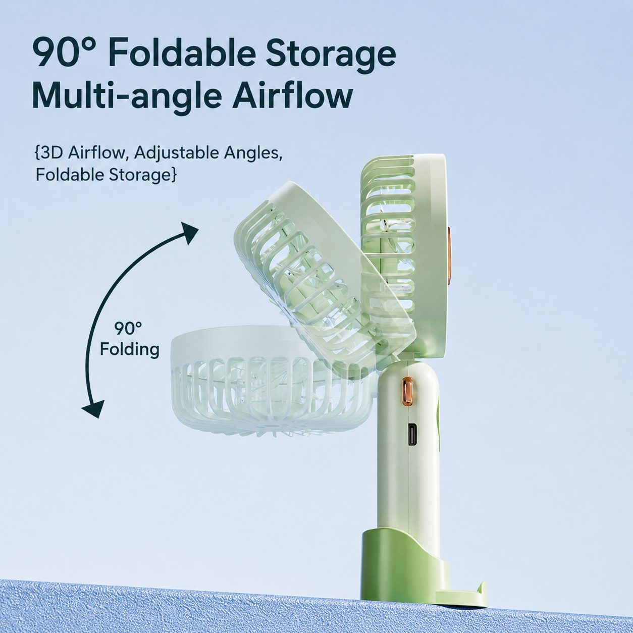 1200mAh Mini USB Rechargeable Fan with 5 Speeds & LED Display