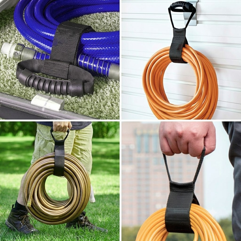 3 Pack Nylon Storage Straps with Handle, Garden Hose & Cord Organizer