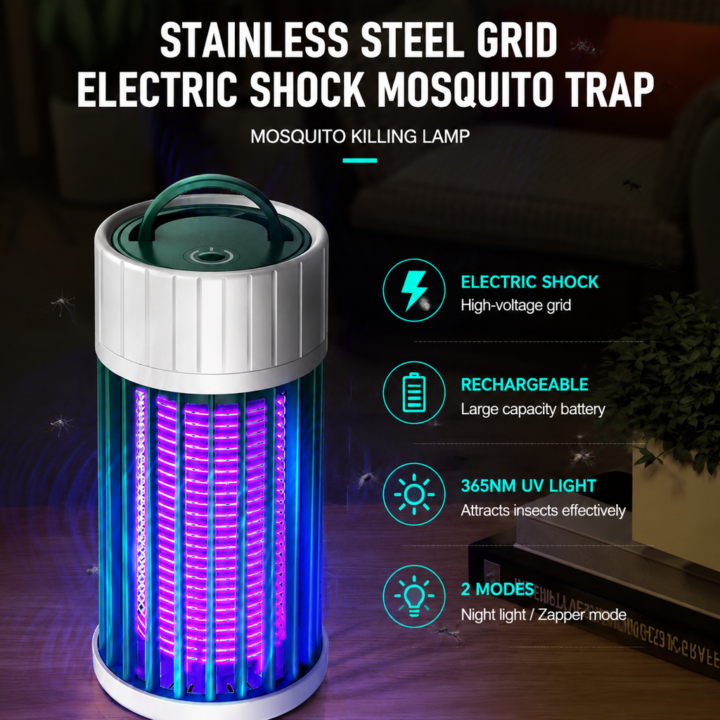 USB Rechargeable Mosquito Killer Lamp UV Insect Trap Indoor Outdoor
