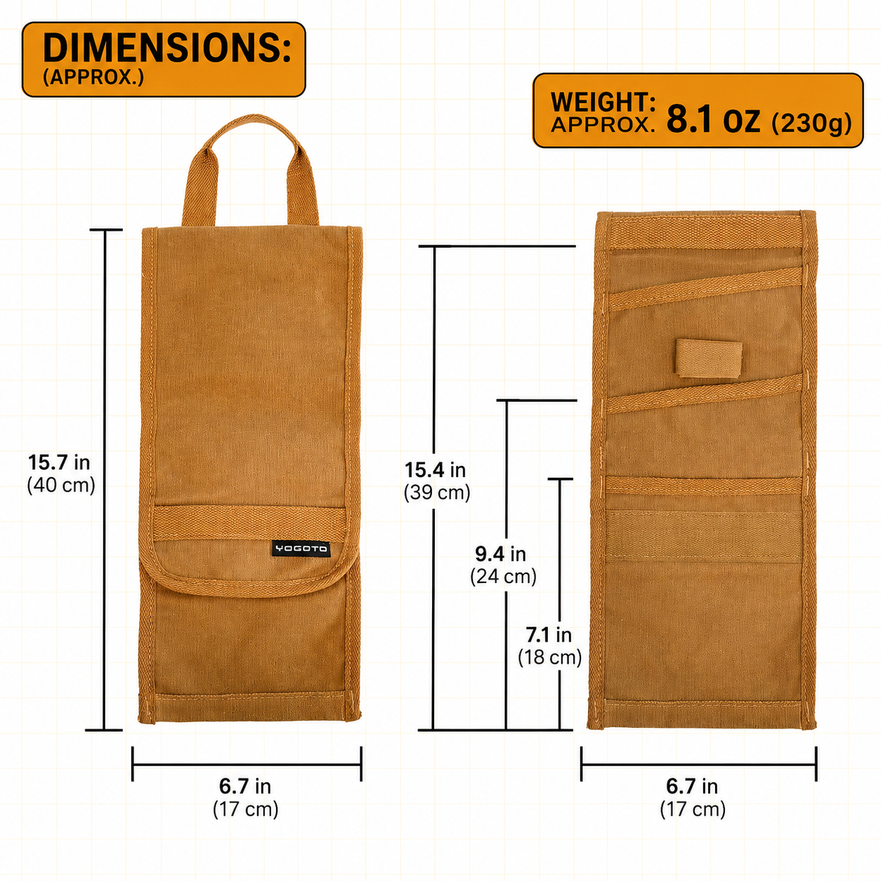 Waxed Canvas Tool Roll Bag for Wrenches and Hand Tools