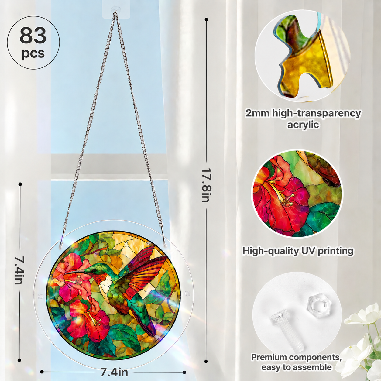 Acrylic Jigsaw Puzzle Suncatcher Emerald Flame Hummingbird