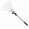Adjustable Garden Rake with 9 Teeth for Lawn and Garden Cleaning