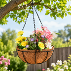 Half Round Wall Planter with Coconut Fiber Liner for Outdoor Garden