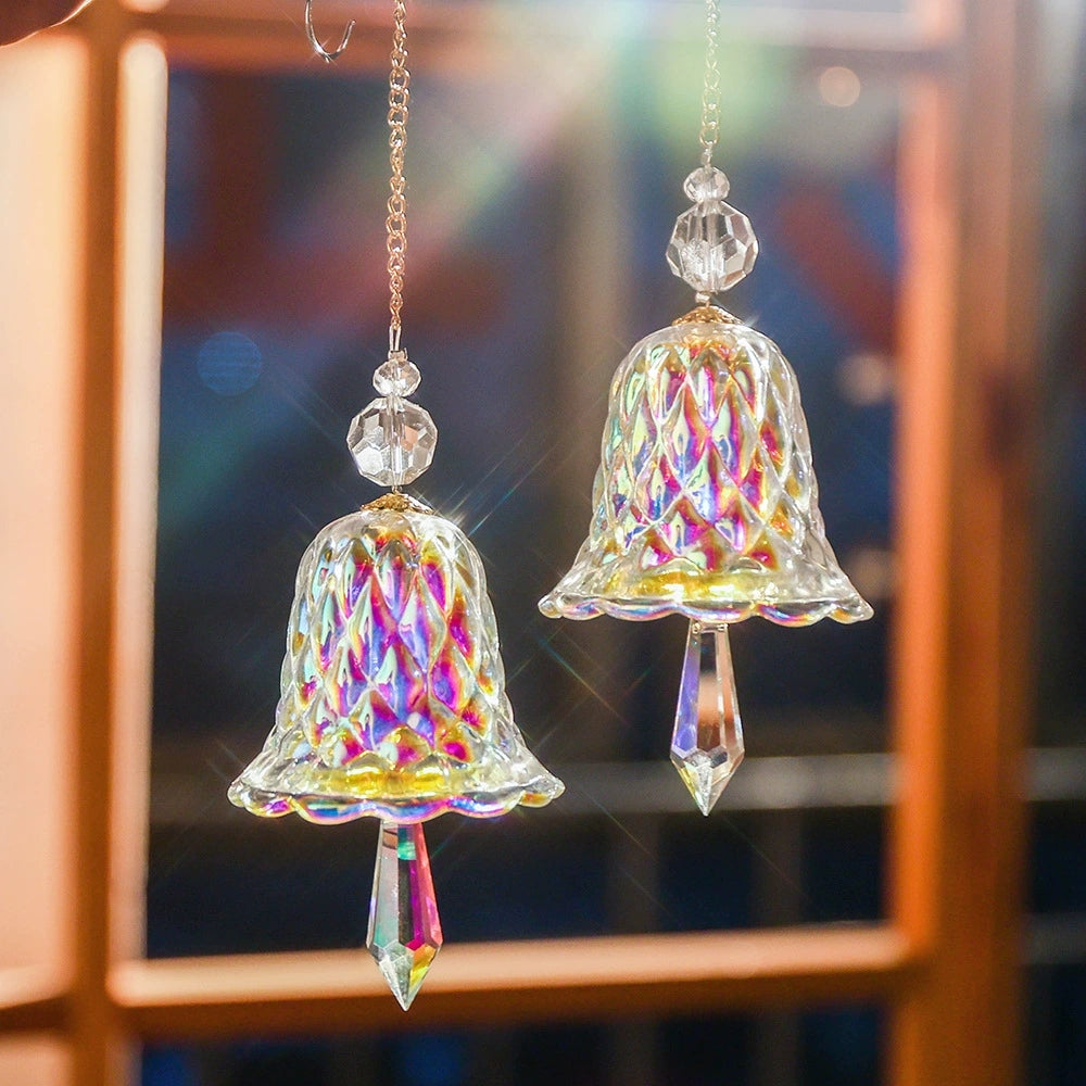 2-Piece Rainbow Glass Bell Suncatcher – Hanging Window Decor