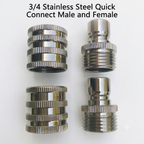 Stainless Steel Garden Hose Quick Connect Fittings Set, 3/4" GHT Connector