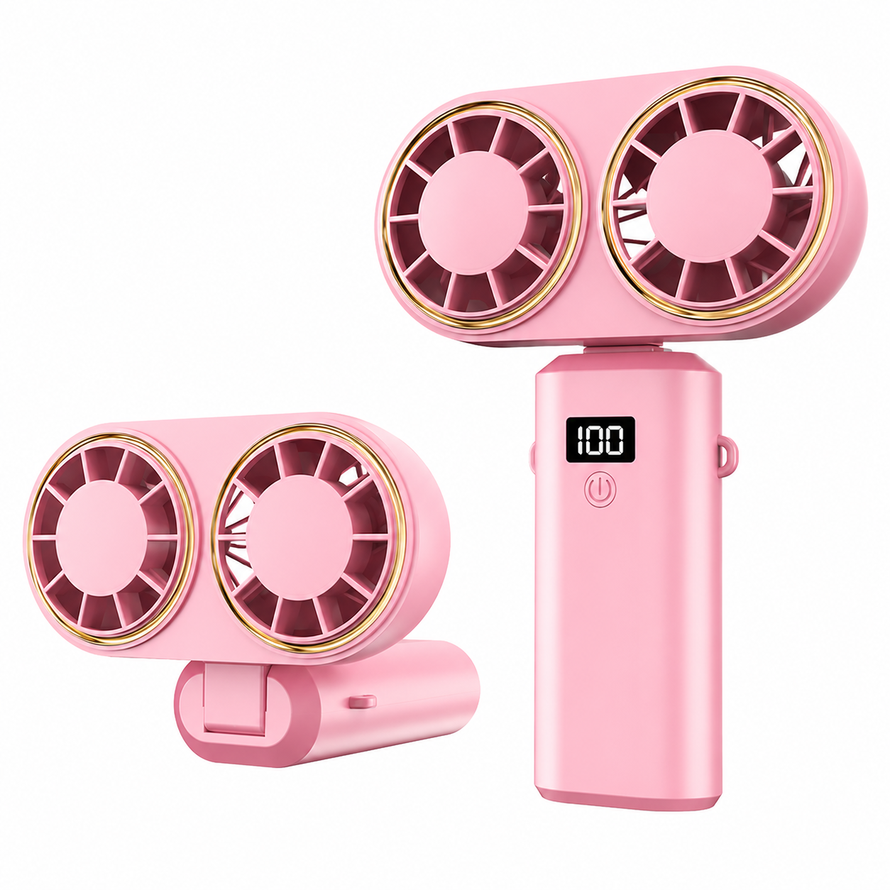 Portable Double-Cooler Handheld Fan with 5 Speeds for Travel Use
