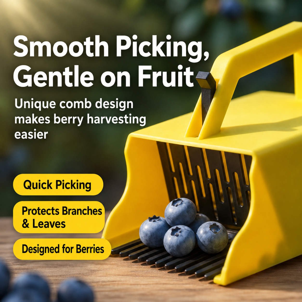 Handheld Berry Picker with Built-In Comb & Collection Box