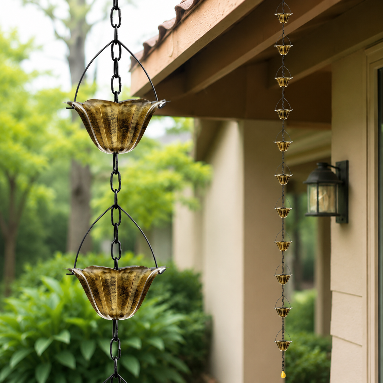 Lotus Cup Rain Chain for Gutters, Decorative Metal Downspout Replacement