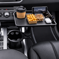 Car Cup Holder Tray with 360° Adjustable Food Tray & Extra Cup Holder