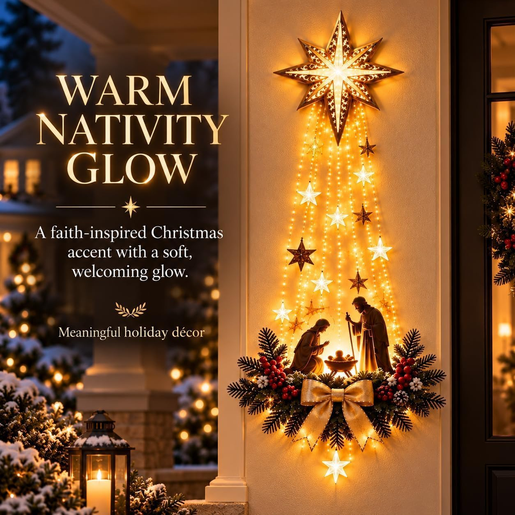 Lighted Nativity Christmas Wall Decor with Bethlehem Star