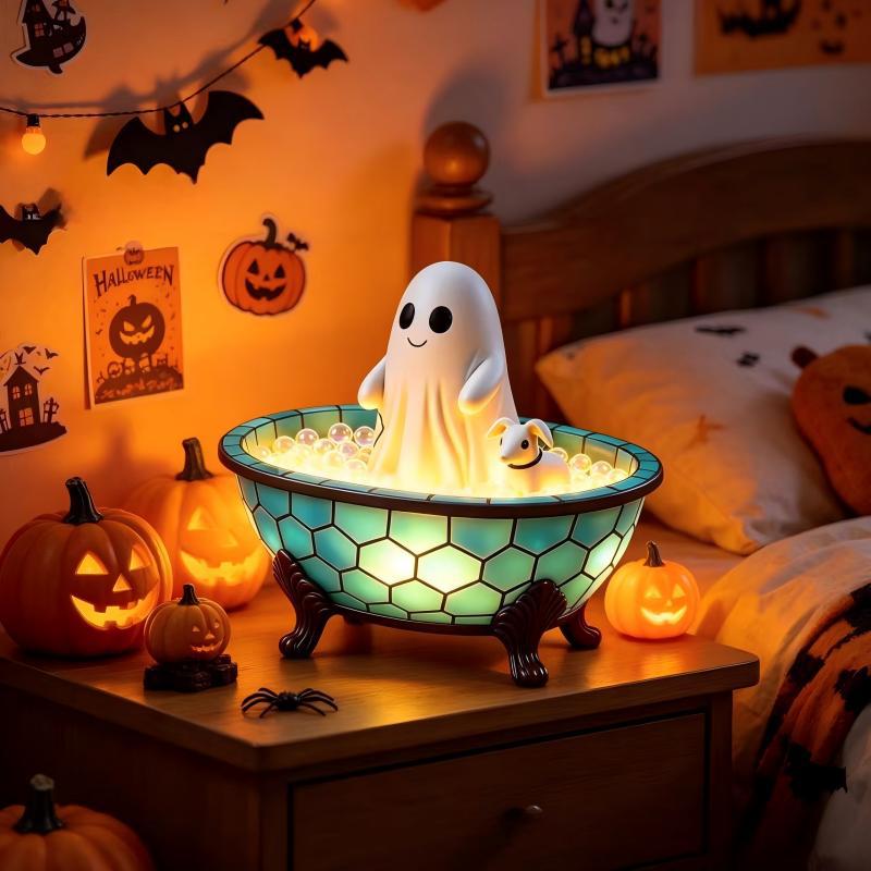 Halloween Ghost Night Light, Resin USB Powered Tabletop Halloween Decor