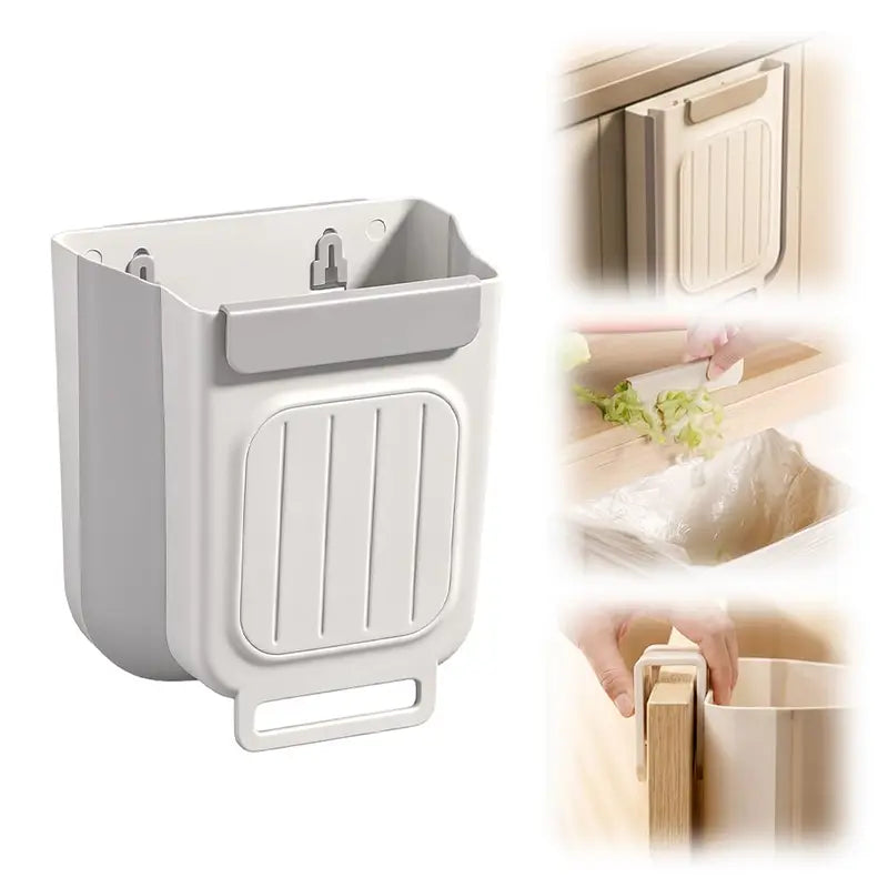 Foldable Hanging Kitchen Trash Can for Cabinet Doors