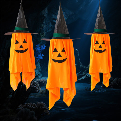 2-Pack Outdoor Halloween Pumpkin Ghost Hanging Decorations for Porch & Yard