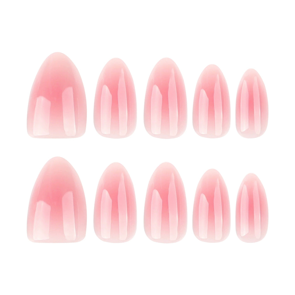 Blush Pink Aura Jelly Medium Almond Press-On Nails, 24 Pcs + Glue