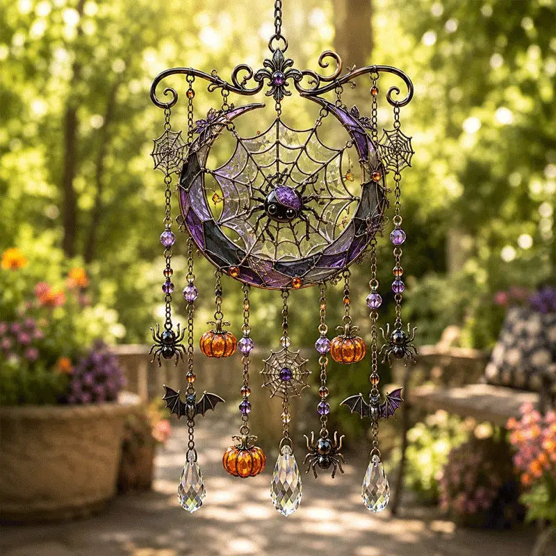Halloween Stained Glass Suncatcher Wind Chime Hanging Garden Decor
