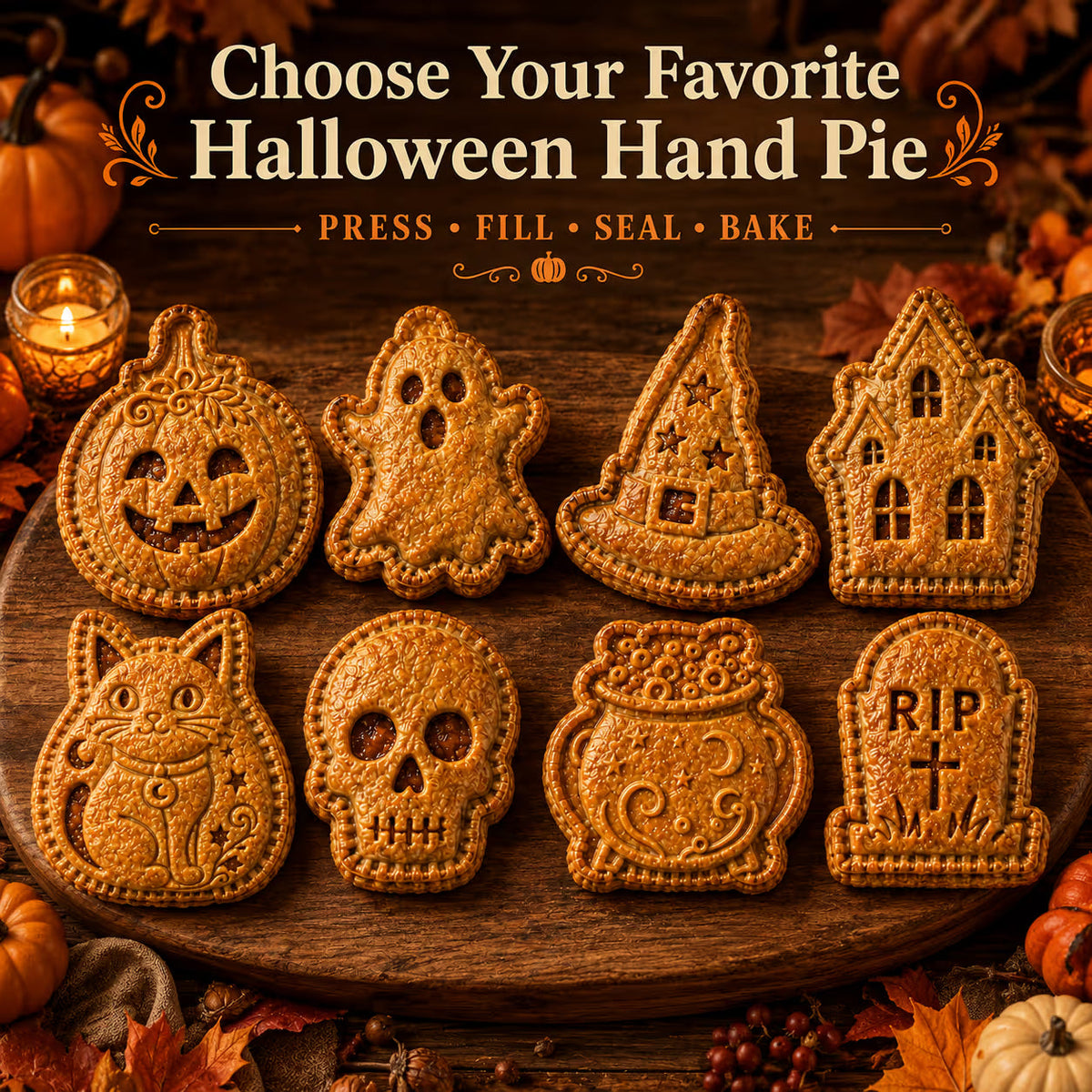8-Design Halloween Hand Pie Mold Collection