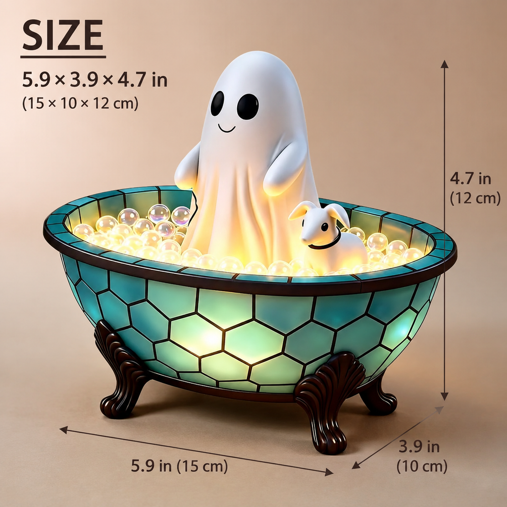 Halloween Ghost Night Light, Resin USB Powered Tabletop Halloween Decor