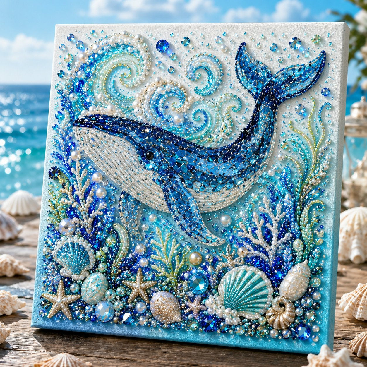 Ocean Octopus Pearl Diamond Painting DIY Art Kit, 3D Bead Craft