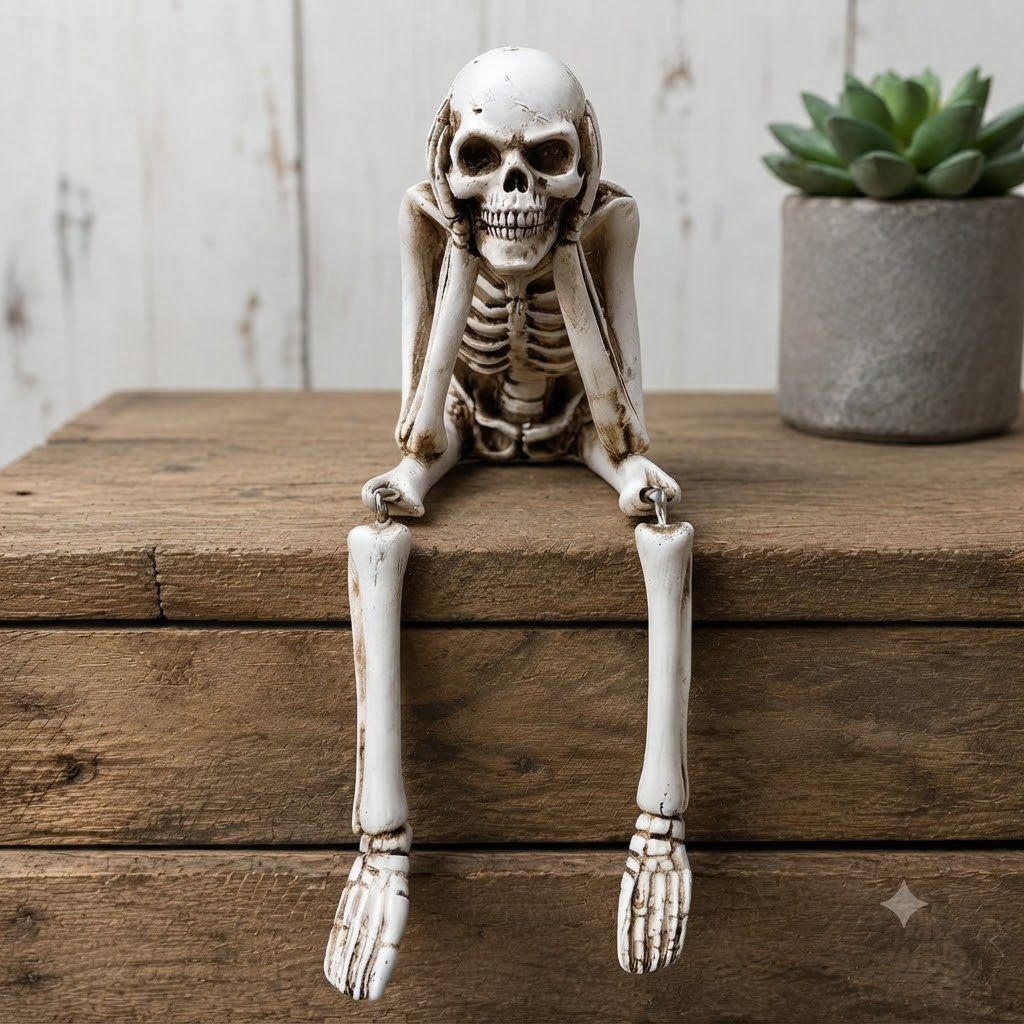 Halloween Skeleton Decor Resin Figurine Shelf Sitter for Tabletop Display