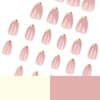 24-Piece Gold French Tip Short Almond Press-On Nails with Glue