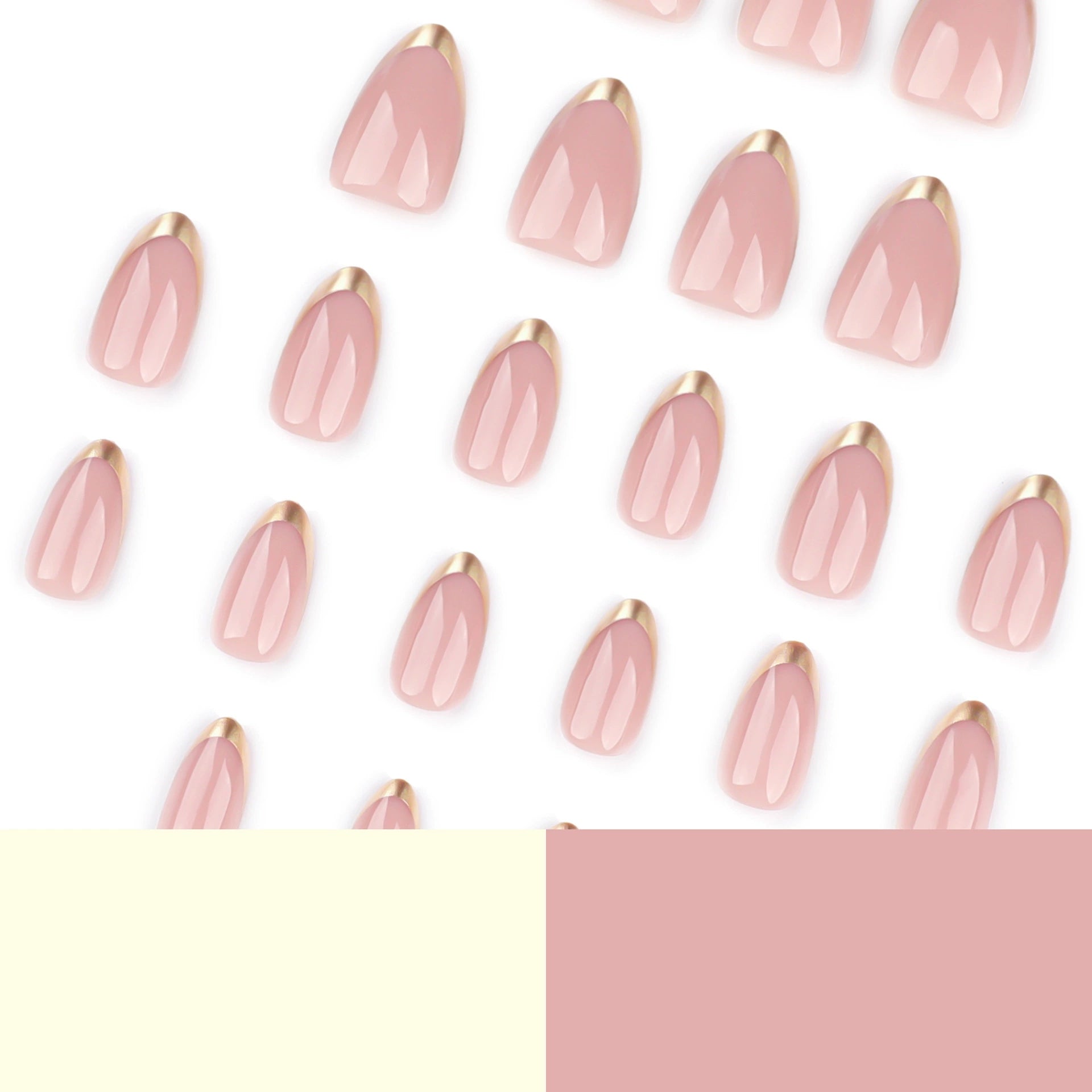 24-Piece Gold French Tip Short Almond Press-On Nails with Glue