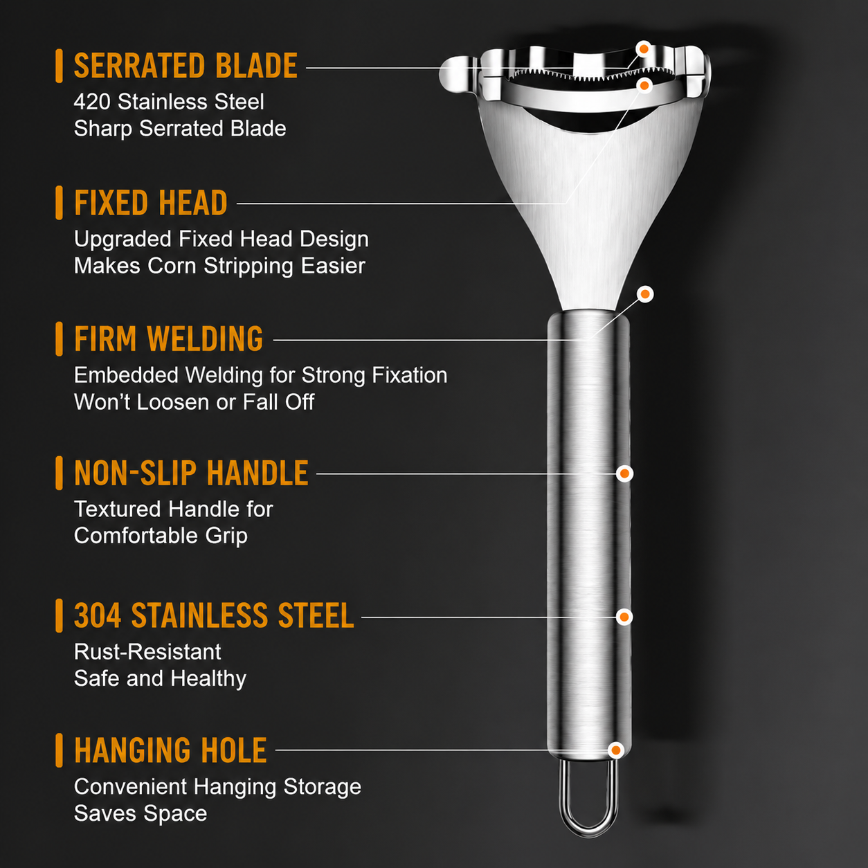 Stainless Steel Corn Peeler Tool for Easy Kernel Removal