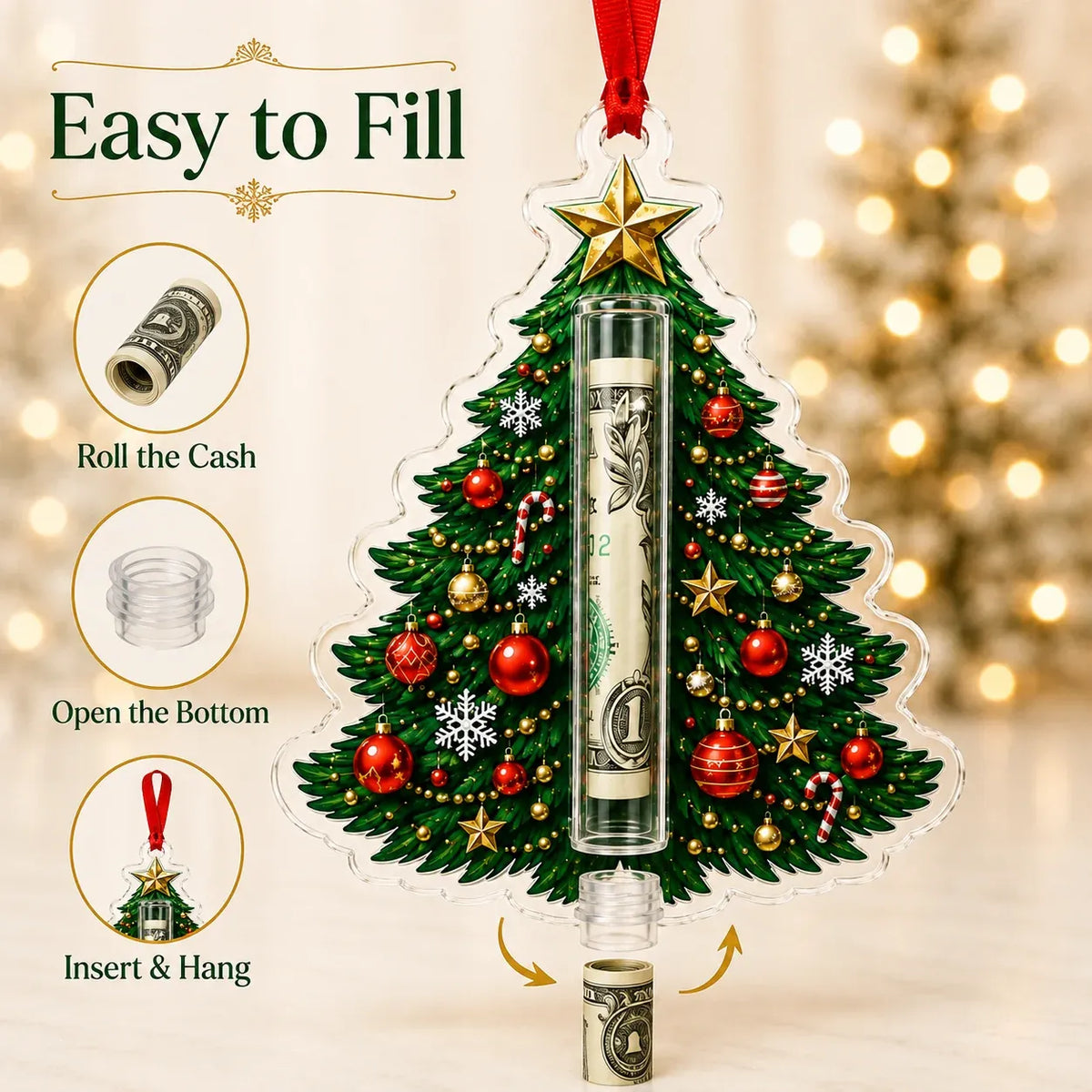 Christmas Cash Holder Ornament — Turn Cash Into a Christmas Surprise